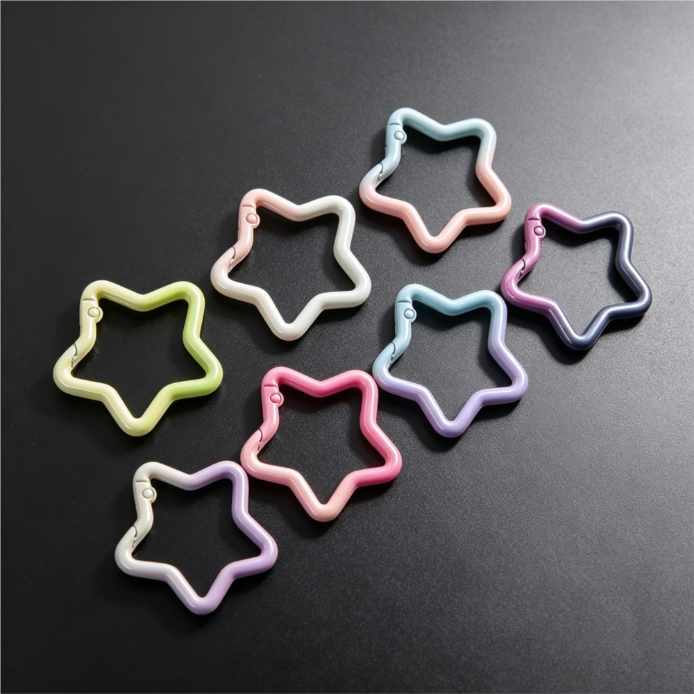 5 個のグラデーション星形スプリングリングクラスプカラフルな - Jewelry Making Charms のレビューと価格