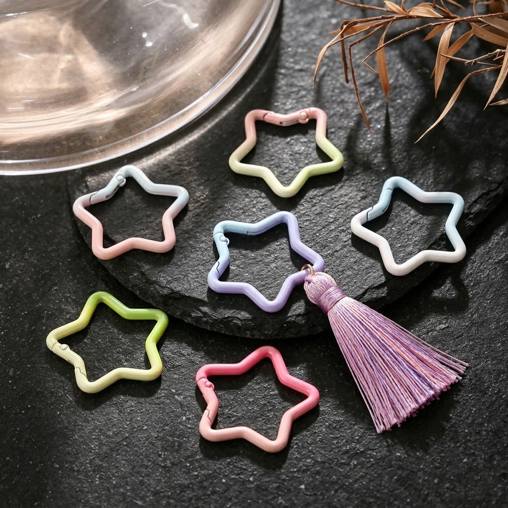 5 個のグラデーション星形スプリングリングクラスプカラフルな - Jewelry Making Charms のレビューと価格