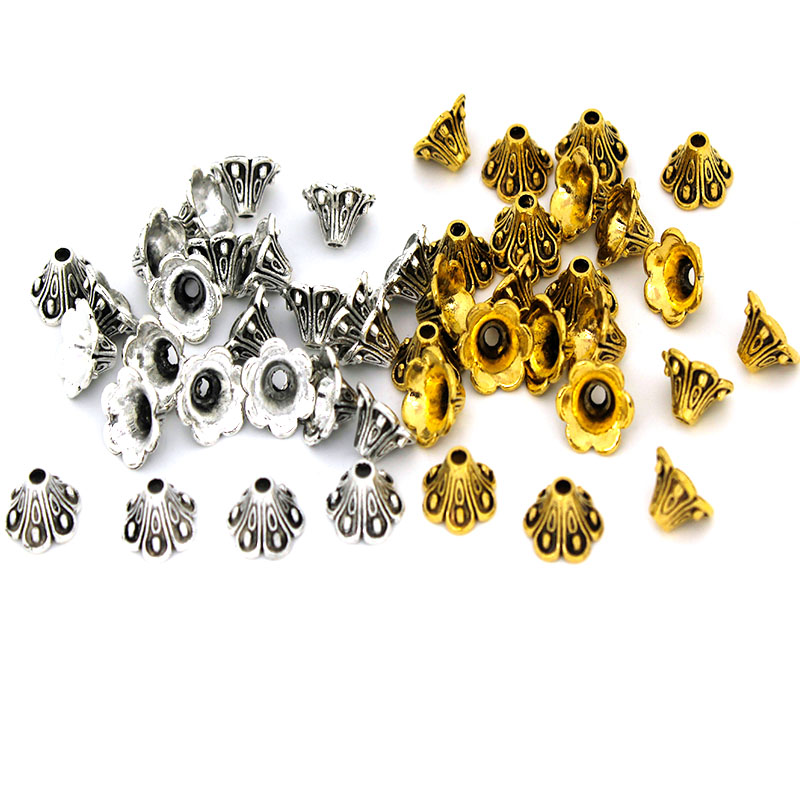 30 個ヴィンテージゴールドシルバーフラワービーズキャップル - Bead Cap Flower のレビューと価格